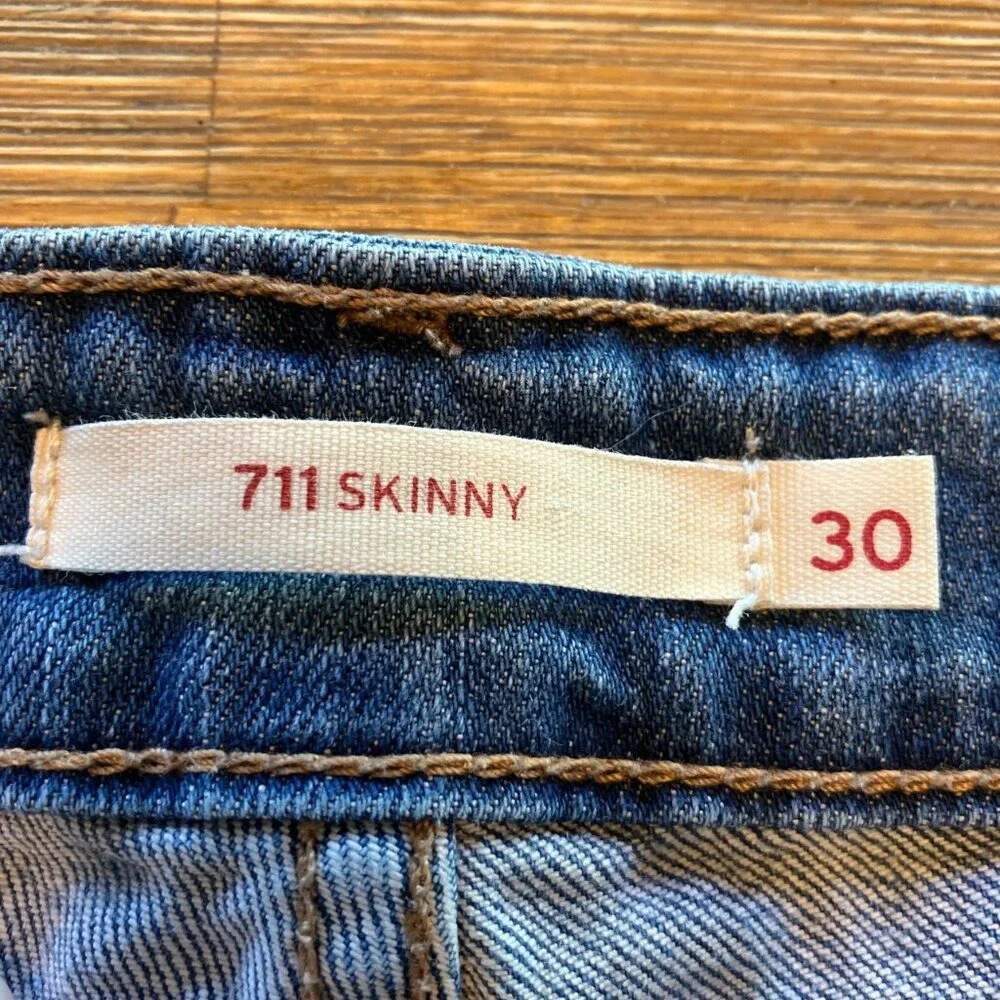 Levis 711 Skinny medium‎ wash stretch denim jean size 30 - Picture 5 of 7